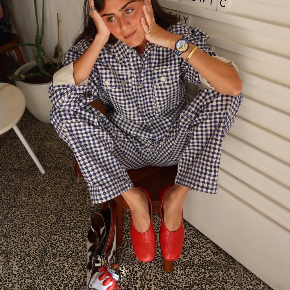 Emma Mulholland On Holiday Blue and White Gingham Pants